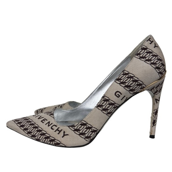 Givenchy Logo Printed Canvas Heel Pumps - Picture 3 of 10